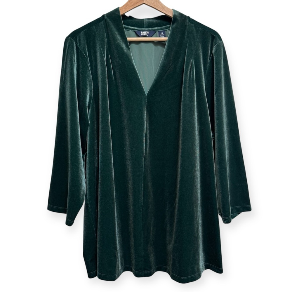 Lands‎ End Velvet Pleated Drape Blouse Top 2X 20W 22W